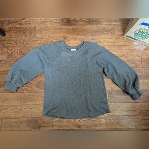 NWT Ladies Cherish Long Bubble Sleeve Charcoal Gray Knit Sweater Size Small